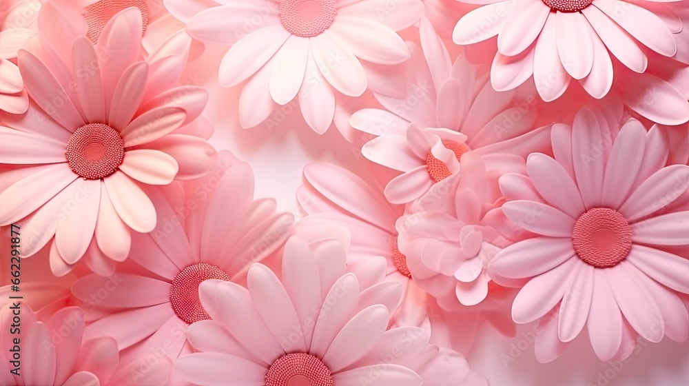  a bunch of pink flowers are in a group on a white background.  generative ai