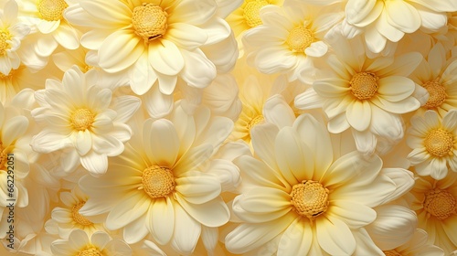  a close up of a bunch of white and yellow flowers.  generative ai