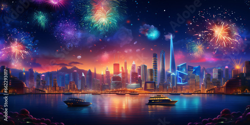 New Year's Eve 2024 Celebration Background © Karol