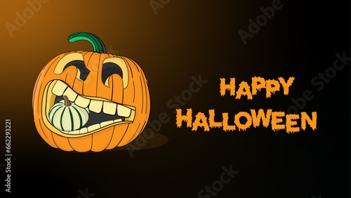 Happy Halloween on dark background. Vector illustration