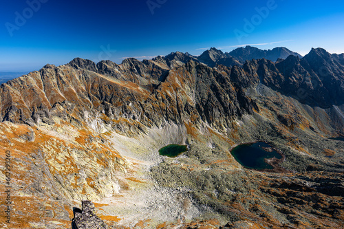 Autumn landscape of the High Tatras. One of the most popular travel destination in Poland and Slovakia. Sunny October day in the mountains.