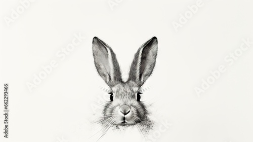  a black and white photo of a rabbit's face.  generative ai © Jevjenijs