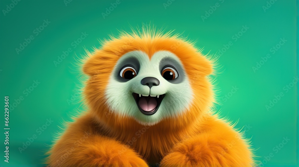 a brown and white stuffed animal sitting on top of a green background. generative ai a brown and white stuffed animal sitting on top of a green background. generative ai