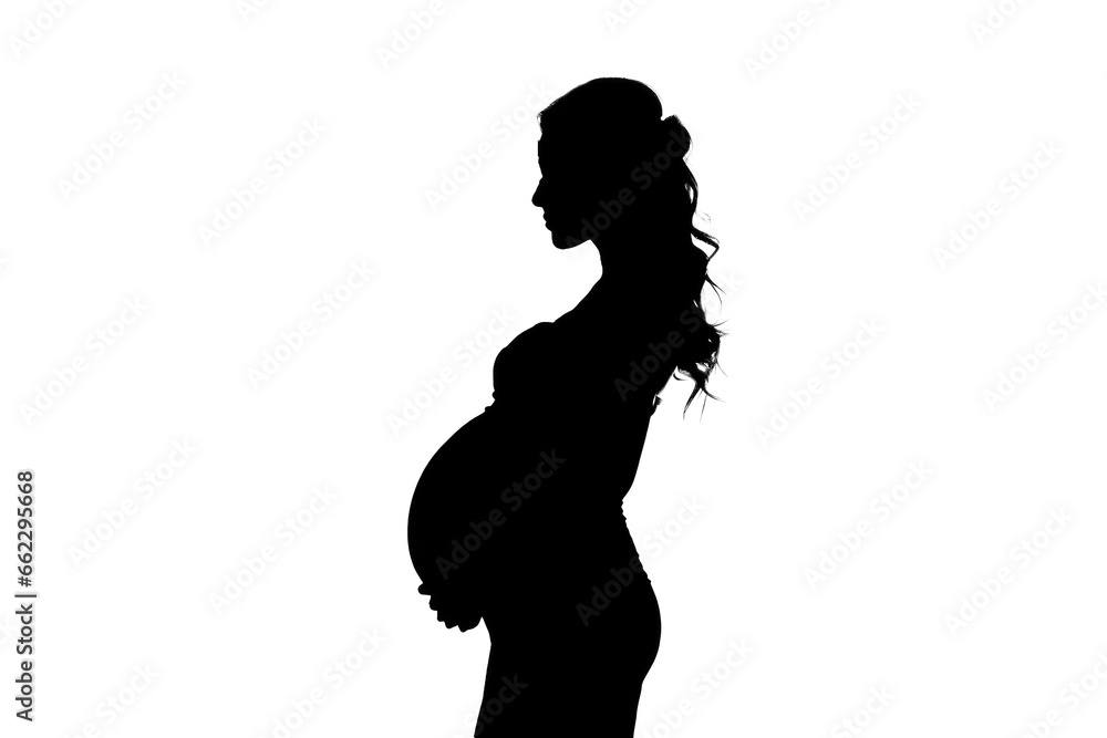 A black silhouette of a pregnant woman