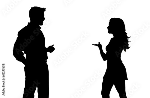 A black silhouette of a couple arguing.