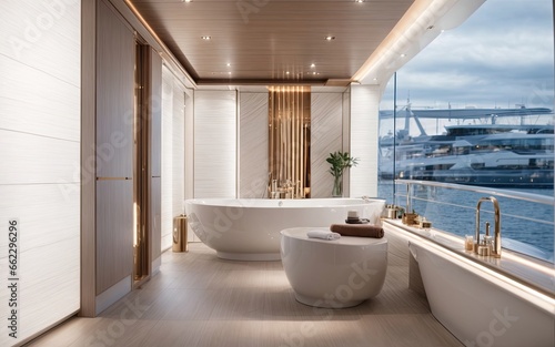 Modern italian yacht bathroom interior