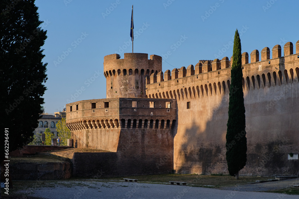 Castel Sant'Angelo (Mausoleum of Hadrian), landmark roman building and Papal fortress and prison in Rome, Italy
