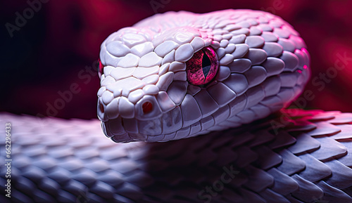 pink-tinted white snake with red eyes
