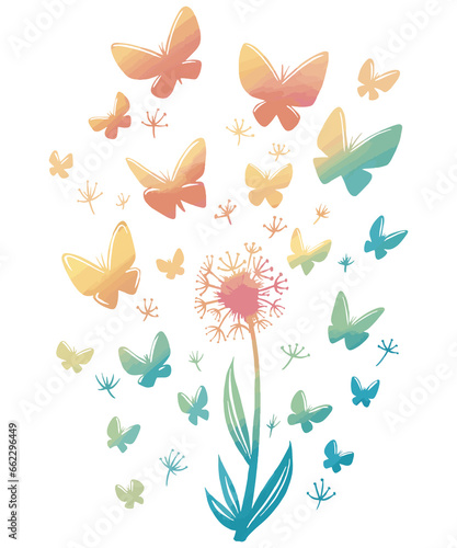 Eine einsamme Pusteblume, viele Schmetterlinge © Matthias