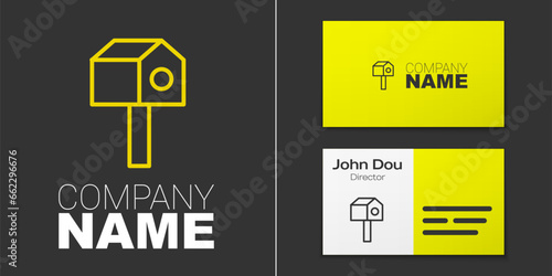 Logotype line Bird house icon isolated on grey background. Nesting box birdhouse, homemade building for birds. Logo design template element. Vector