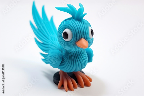 toy cute archaeopteryx miniature plasticine isolated on white