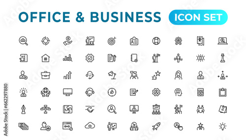 Business and Finance web icons in line style. Money, bank, contact, infographic. Icon collection. Vector illustration.