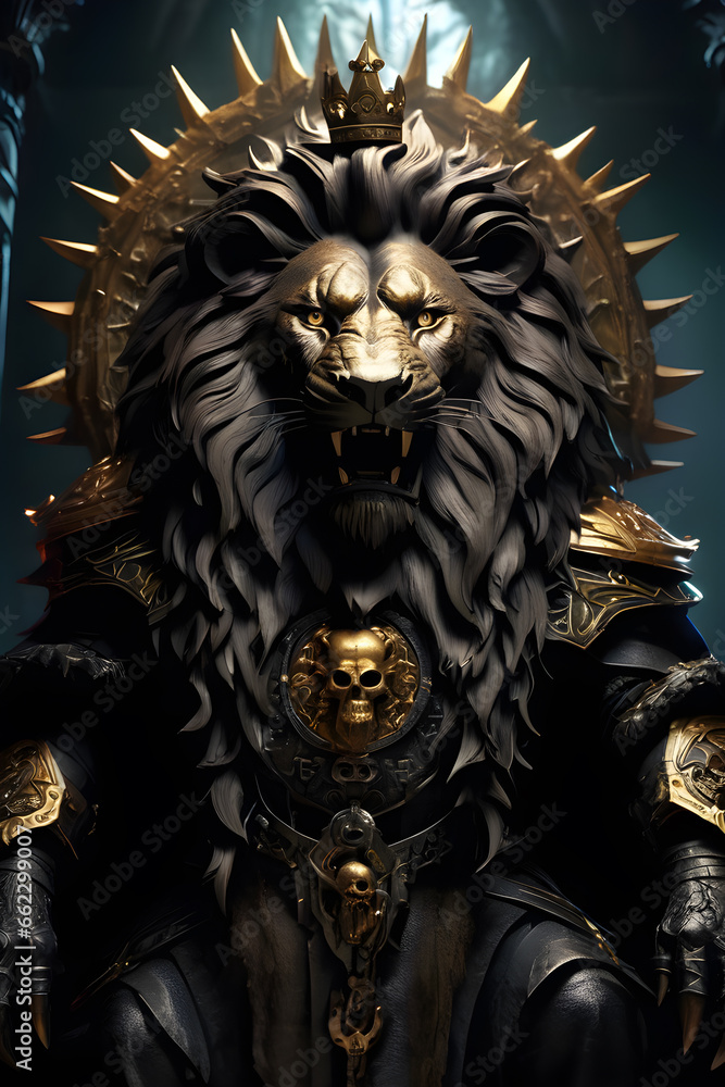 Sinister Lion: Dark Fantasy King of the Skulls