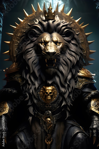 Sinister Lion  Dark Fantasy King of the Skulls