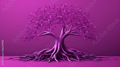  a purple tree with lots of roots on a purple background.  generative ai © Shanti