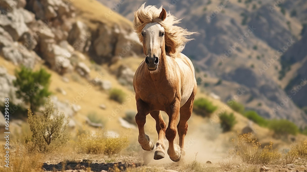 Obraz premium Majestic Horse in Natural Landscape Created with Generative AI