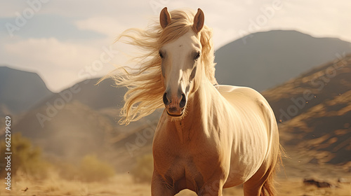 Majestic Horse in Natural Landscape Created with Generative AI 