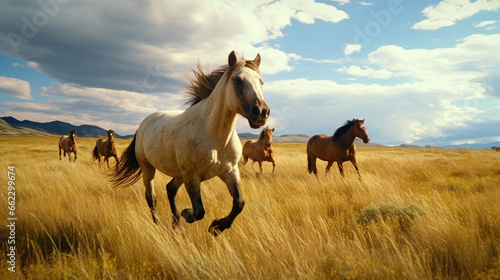 Majestic Horses in Natural Landscape Created with Generative AI  © JJS Creative
