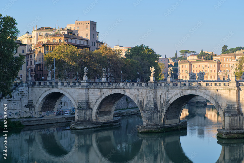 Ponte Sant'Angelo on the river Tiber in Rome, Italy
