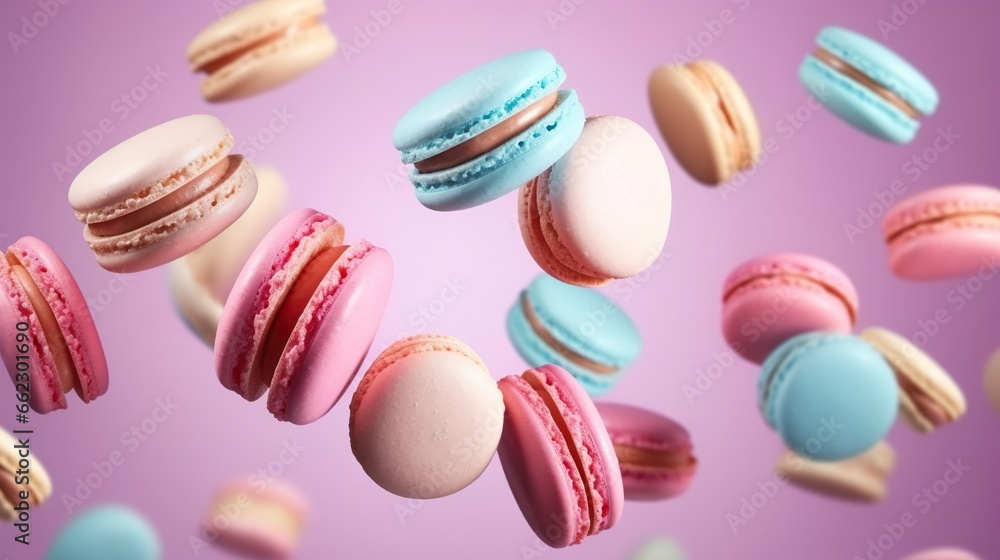 a bunch of macaroons are flying in the air. generative ai a bunch of macaroons are flying in the air. generative ai