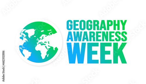 November is Geography Awareness Week background template. Holiday concept. background, banner, placard, card, and poster design template with text inscription and standard color. vector illustration.
