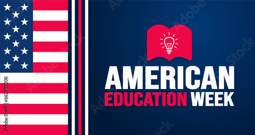 November is American Education Week background template. Holiday concept. background, banner, placard, card, and poster design template with text inscription and standard color. vector illustration.
