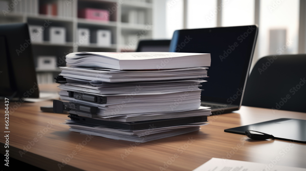 Stack of documents on the office desk. Stack of documents on the office desk.