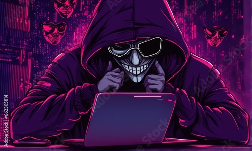 hacker in the hood and the laptop in front of a computer, the internet of hacking hacker in the hood and the laptop in front of a computer, the internet of hacking hacker with laptop and hood on the b