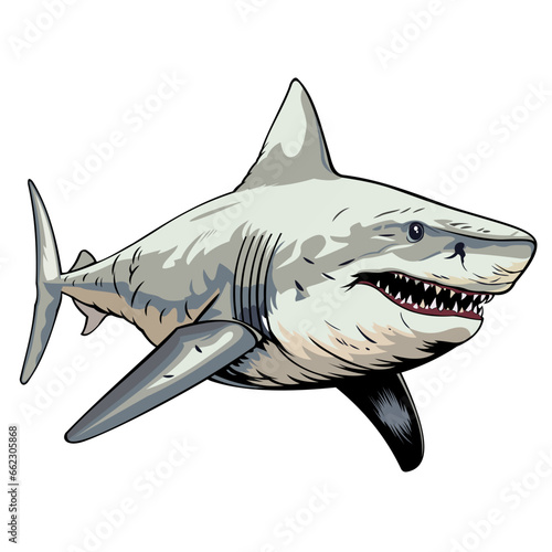 Great White Shark Vector Illustration White Background