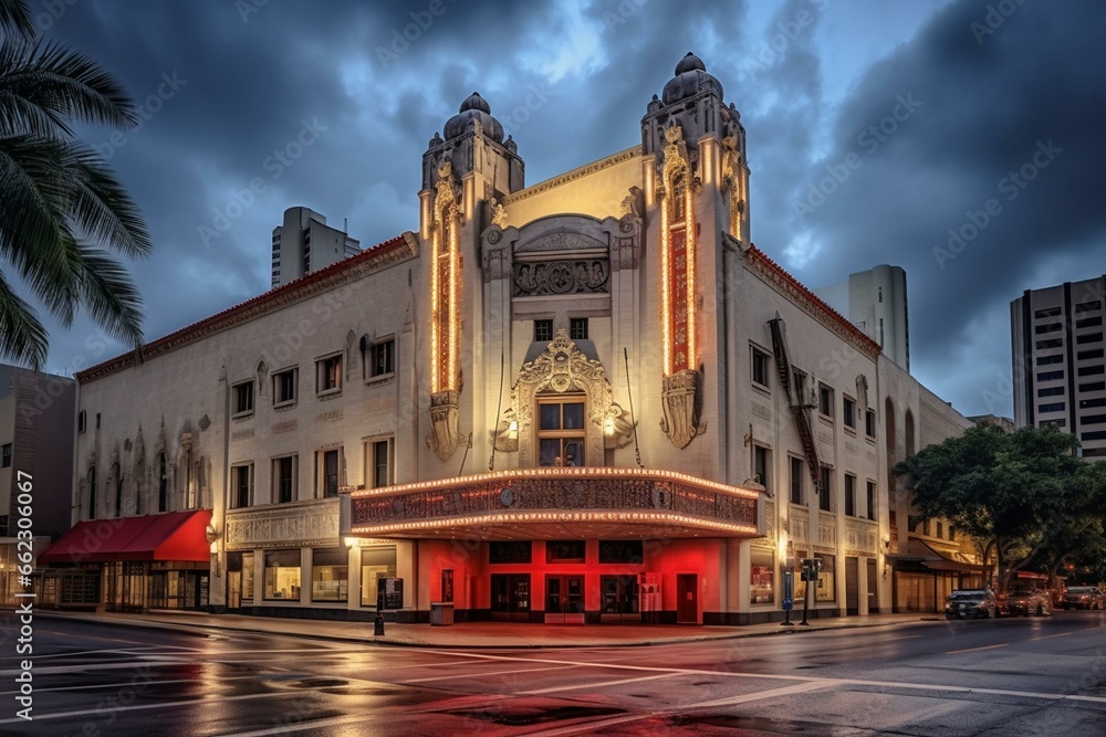 An iconic theater located in downtown Tampa, Florida. Generative AI