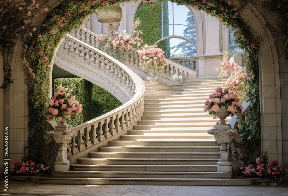 Beautiful Staircase Leading to a Serene Garden
