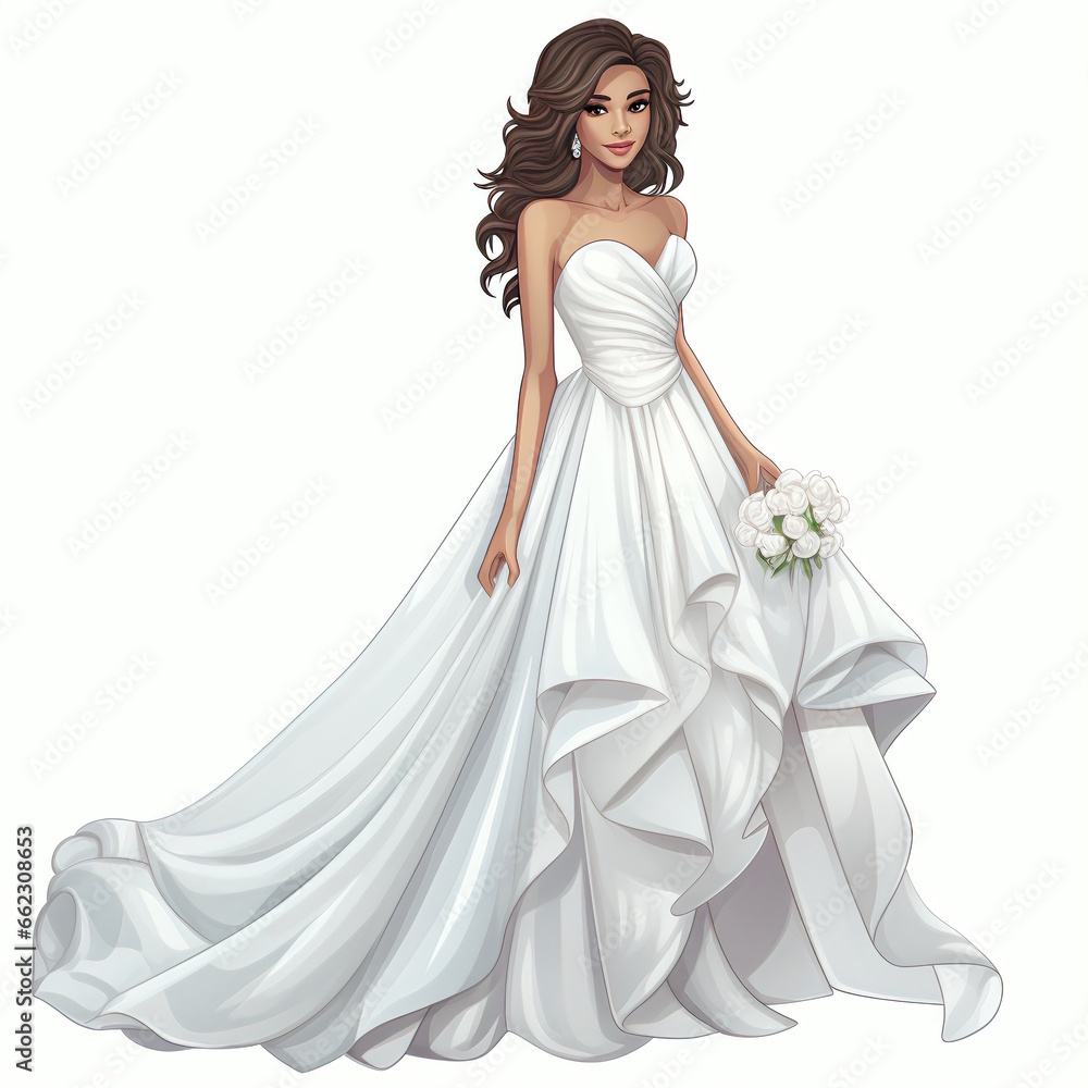Fototapeta premium Bridal Full Dress in Vector Illustration