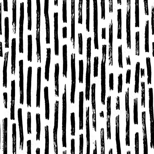 Aesthetic Contemporary printable seamless pattern with abstract line, dot, shape brush stroke in black and white colors. Boho background in minimalist style vector Illustration for wallpaper fabric