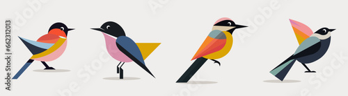 Set of cute colorful birds