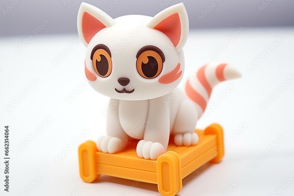 cute toy cat miniature plasticine isolated on white