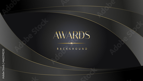 Modern dark black and golden slant lines luxury background. Premium award background. Modern abstract design template.