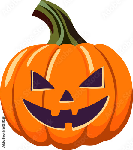 Halloween scary pumpkin in purple in cartoon style without outline