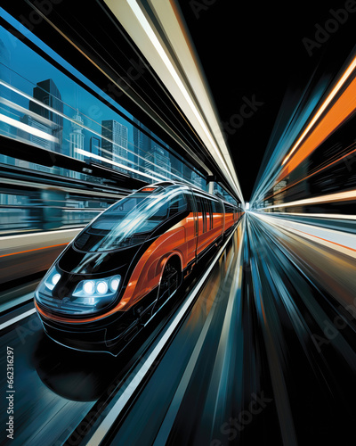 High-speed train with motion blur