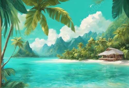 tropical island and ocean tropical island and ocean tropical beach with palms, sea and ocean view