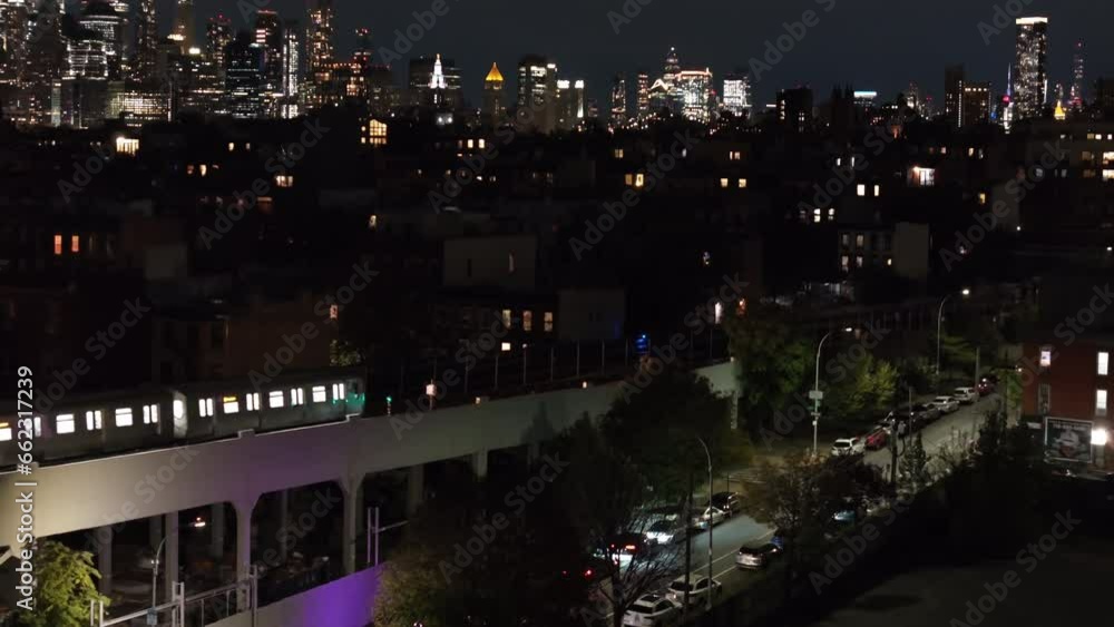 Subway passing through Brooklyn at night Subway passing through Brooklyn at night