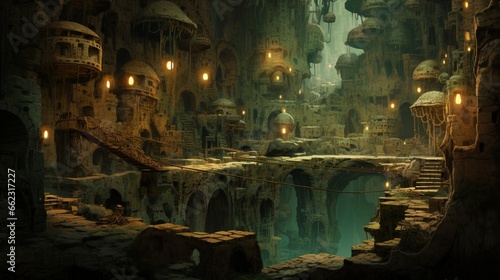an underground city where tunnels and chambers house a thriving society beneath the earth's surface