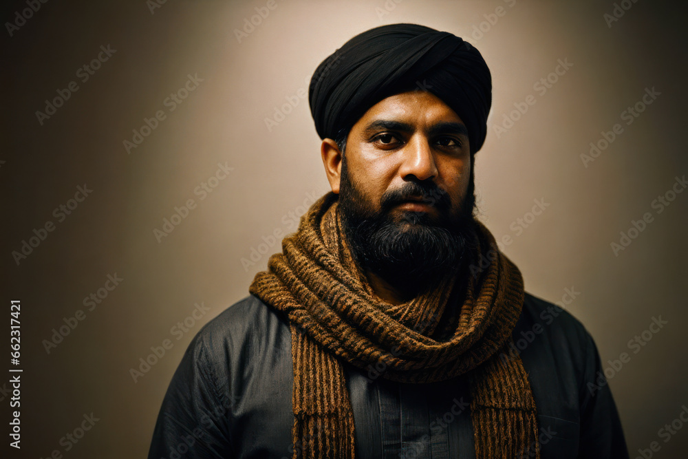 Portrait of the of the old age, bearded Pakistani man wearing traditional clothing. Concept of active age Portrait of the of the old age, bearded Pakistani man wearing traditional clothing. Concept of active age