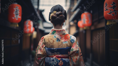 Geisha in Japan with traditional costume