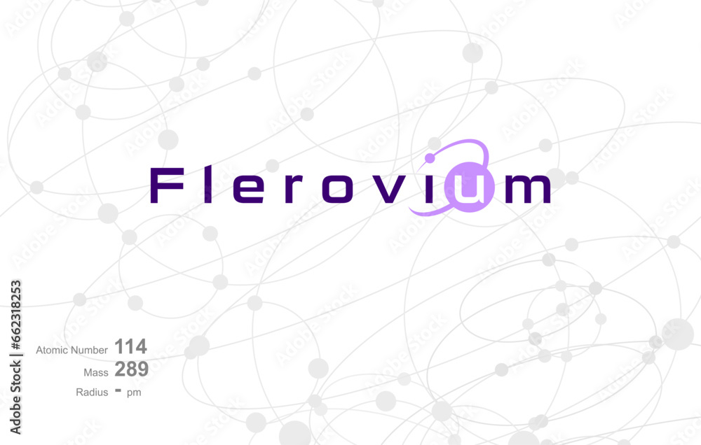 Modern logo design for the word FLEROVIUM which belongs to atoms in the atomic periodic system.