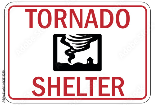Fototapeta Tornado shelter sign and labels