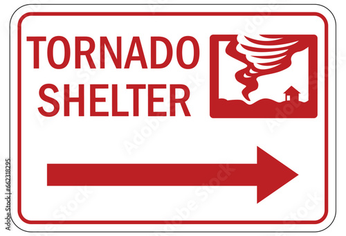Tornado shelter sign and labels