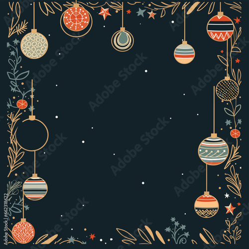 christmas ornaments frame vector