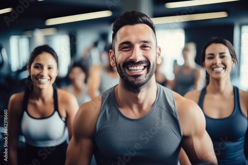 People enjoying a fun workout session at the gym created with Generative AI technology