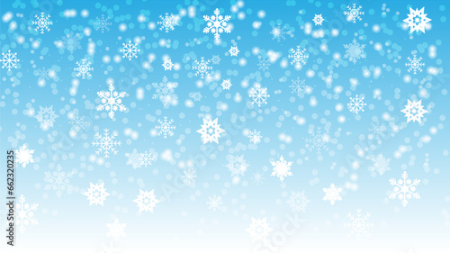 Snow flakes elements in light blue background. Use as background, wallpaper for Christmas and New Year season. Vector Illustration.