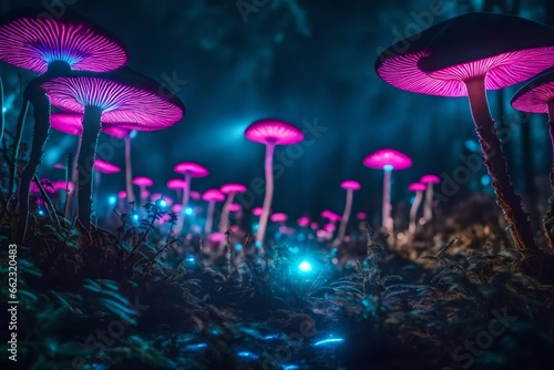 magic mushroom in the night 4k HD quality photo.  © zooriii arts